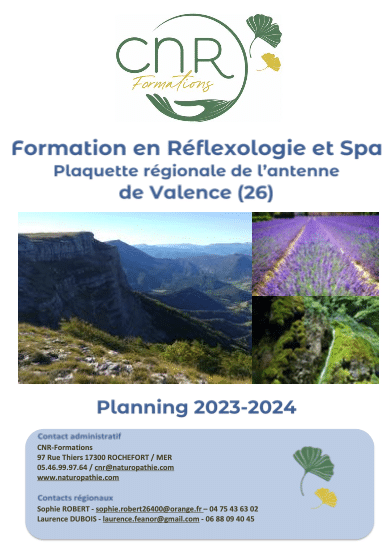 Planning des formations en Réflexologie et Spa 2023 - 2024 avec le Collège de Naturopathie Ressourcée CNR